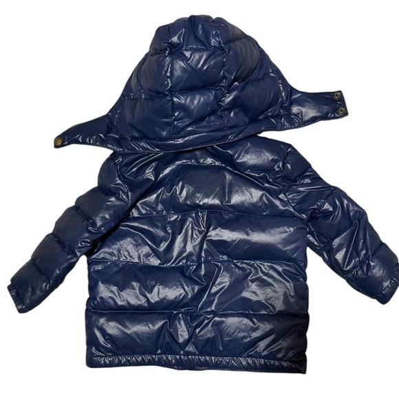 Ralph Lauren Navy Puffer Jacket 24 months Shiny Removable hood - Picture 2 of 7